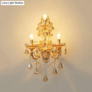 GobekUsa Modern Crystal Candelabra Wall Mount Light with 3 Gold Lights - Living Room Sconce