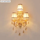 GobekUsa Modern Crystal Candelabra Wall Mount Light with 3 Gold Lights - Living Room Sconce