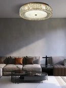 GobekUsa Crystal Glass Ceiling Light for Bedroom & Living Room, Low Ceiling Chandelier