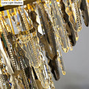 GobekUsa Minimalist Crystal Leaf Pendant Light - Elegant Chandelier for Bedroom
