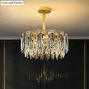 GobekUsa Minimalist Crystal Leaf Pendant Light - Elegant Chandelier for Bedroom