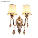 GobekUsa Minimalist Opal Glass Brass Wall Sconce with Crystal Accents