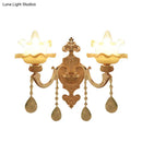 GobekUsa Gold Crystal Wall Sconce with Frosted Glass Shade - Perfect for Living Rooms - 2 Bulbs included!