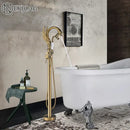 GobekUsa Gold Swan Freestanding Bathtub Faucet with Handshower