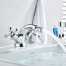 GobekUsa Dual Handle Bidet Faucet for Vessel Sink, Deck Mounted Water Mixer Tap