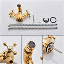 GobekUsa Dual Handle Bidet Faucet for Vessel Sink, Deck Mounted Water Mixer Tap