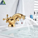 GobekUsa Dual Handle Bidet Faucet for Vessel Sink, Deck Mounted Water Mixer Tap
