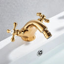 GobekUsa Dual Handle Bidet Faucet for Vessel Sink, Deck Mounted Water Mixer Tap