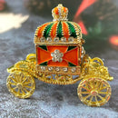 Ornate gold enamel crown jewelry box carriage bedroom decor by Decorbites