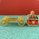 Ornate gold enamel crown jewelry box carriage bedroom decor by Decorbites