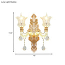 GobekUsa Floral Wall Sconce with Luminous Arm and Clear Crystal Glass - 2 Light Option