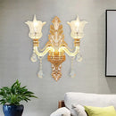 GobekUsa Floral Wall Sconce with Luminous Arm and Clear Crystal Glass - 2 Light Option