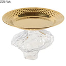 GobekUsa Glass Fruits Bowl Gold Plated Breakfast Dinner Plates Hotel Restaurant Fruit Plate