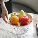 GobekUsa Glass Fruits Bowl Gold Plated Breakfast Dinner Plates Hotel Restaurant Fruit Plate