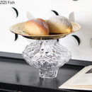 GobekUsa Glass Fruits Bowl Gold Plated Breakfast Dinner Plates Hotel Restaurant Fruit Plate