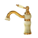 GobekUsa Brass and Jade Bathroom Basin Sink Faucet Gold Mixer Tap