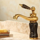 GobekUsa Brass and Jade Bathroom Basin Sink Faucet Gold Mixer Tap