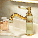 GobekUsa Brass and Jade Bathroom Basin Sink Faucet Gold Mixer Tap