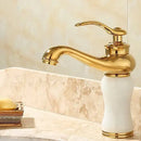GobekUsa Brass and Jade Bathroom Basin Sink Faucet Gold Mixer Tap