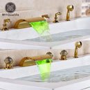 GobekUsa LED Waterfall Bath Tub Faucet with Handshower