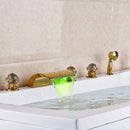 GobekUsa LED Waterfall Bath Tub Faucet with Handshower