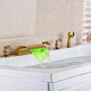 GobekUsa LED Waterfall Bath Tub Faucet with Handshower