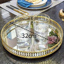 GobekUsa Elegant Gold Mirror Glass Storage Tray for Jewelry and Small Items