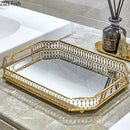 GobekUsa Elegant Gold Mirror Glass Storage Tray for Jewelry and Small Items