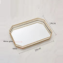 GobekUsa Elegant Gold Mirror Glass Storage Tray for Jewelry and Small Items