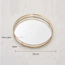 GobekUsa Elegant Gold Mirror Glass Storage Tray for Jewelry and Small Items
