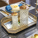 GobekUsa Elegant Gold Mirror Glass Storage Tray for Jewelry and Small Items