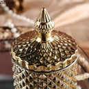 Ornate gold & rose gold faceted glass storage jar bedroom decor by Decorbites