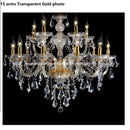GobekUsa Crystal LED Chandelier Gold/Silver K9 6/8/10/15/18 Arm Living Room Lighting