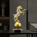 Ornate gold & silver decorbites golden horse sculpture living room by Decorbites