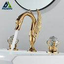 GobekUsa Gold Swan Basin Faucet - Dual Crystal Handle Bathroom Mixer Tap - Cold/Hot Water