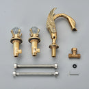 GobekUsa Gold Swan Basin Faucet - Dual Crystal Handle Bathroom Mixer Tap - Cold/Hot Water
