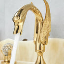 GobekUsa Gold Swan Basin Faucet - Dual Crystal Handle Bathroom Mixer Tap - Cold/Hot Water