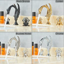 GobekUsa Gold Swan Basin Faucet - Dual Crystal Handle Bathroom Mixer Tap - Cold/Hot Water