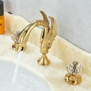 GobekUsa Gold Swan Basin Faucet - Dual Crystal Handle Bathroom Mixer Tap - Cold/Hot Water
