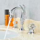 GobekUsa Gold Swan Basin Faucet - Dual Crystal Handle Bathroom Mixer Tap - Cold/Hot Water