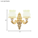GobekUsa Gold Crystal Wall Mounted Light with 2 Cream Glass Bloom Heads - Simplicity for Living Room