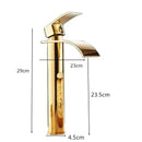GobekUsa Gold Waterfall Bathroom Faucet Single Handle Basin Mixer Tap Brass Sink Crane
