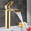 GobekUsa Gold Waterfall Bathroom Faucet Single Handle Basin Mixer Tap Brass Sink Crane