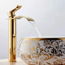 GobekUsa Gold Waterfall Bathroom Faucet Single Handle Basin Mixer Tap Brass Sink Crane