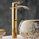 GobekUsa Gold Waterfall Bathroom Faucet Single Handle Basin Mixer Tap Brass Sink Crane