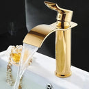 GobekUsa Gold Waterfall Bathroom Faucet Single Handle Basin Mixer Tap Brass Sink Crane