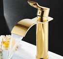 GobekUsa Gold Waterfall Bathroom Faucet Single Handle Basin Mixer Tap Brass Sink Crane