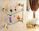 GobekUsa Brass Jade Bathroom Hardware Set: Corner Shelf, Paper Holder, Towel Bar, Soap Basket, Rack.
