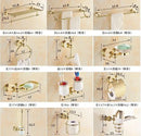 GobekUsa Brass Jade Bathroom Hardware Set: Corner Shelf, Paper Holder, Towel Bar, Soap Basket, Rack.