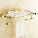 GobekUsa Brass Jade Bathroom Hardware Set: Corner Shelf, Paper Holder, Towel Bar, Soap Basket, Rack.